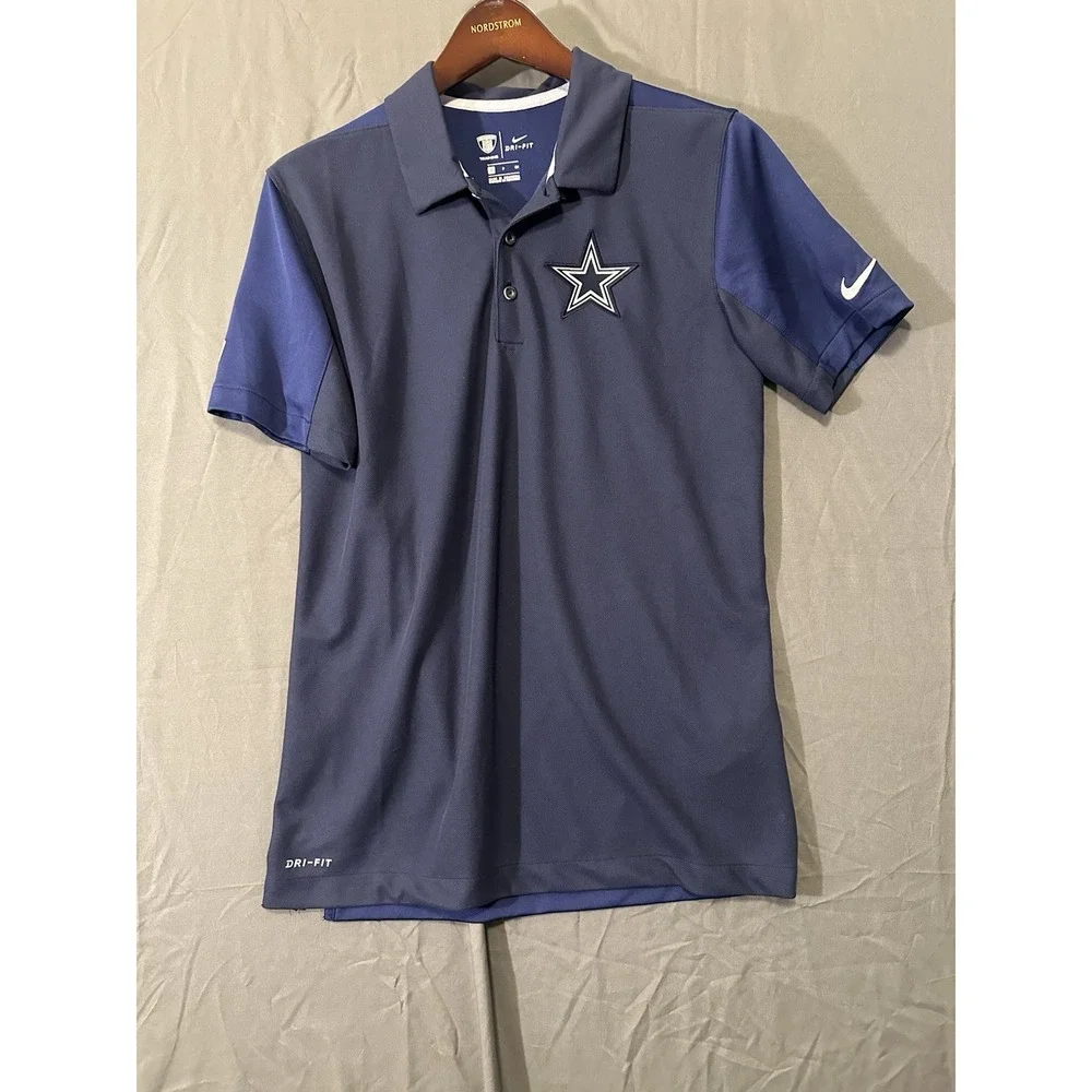 NIKE Dri Fit‎ Dallas Cowboys NFL Equipment Training 2-tone Polo Shirt Mens Small